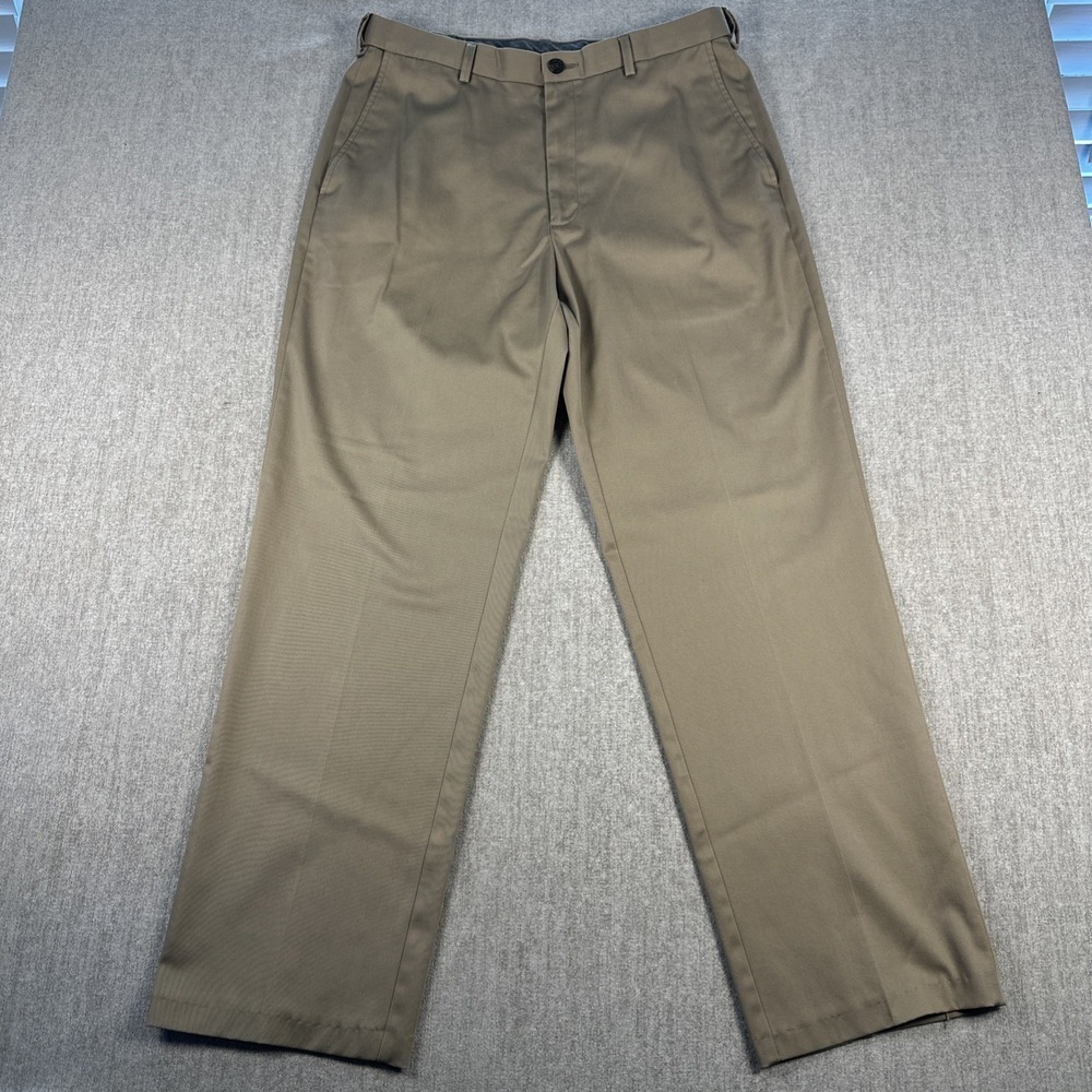 Haggar Khaki Pants Mens 34x34 Tan Classic Fit Premium No Iron Twill